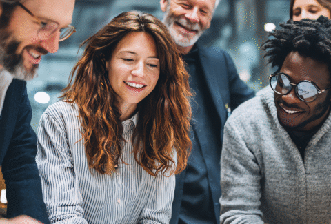 A team working together.