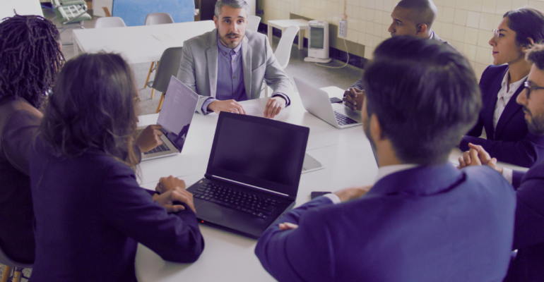 A team, focusing on human-centered work