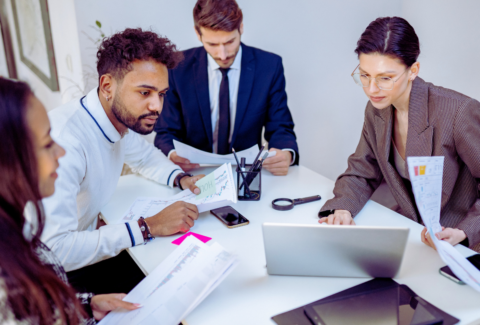 A company team learning new skills