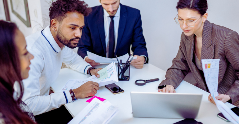 A company team learning new skills