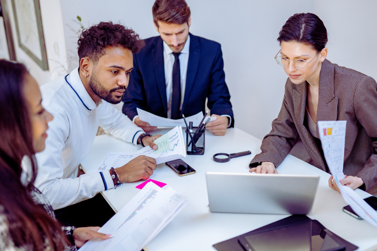 A company team learning new skills